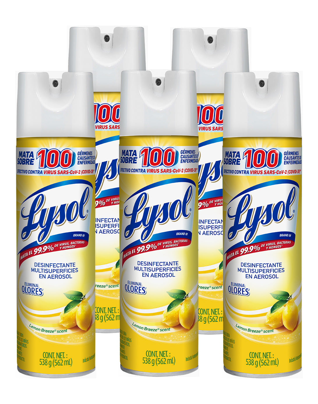 Lysol Desinfectante de ambiente y superficie Lemon 5 x 538 gr - Puntolimpieza